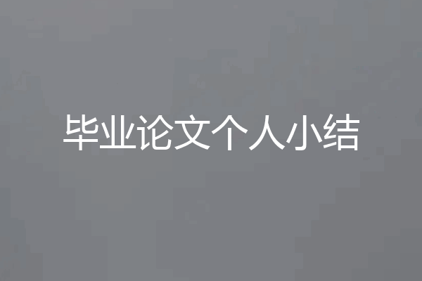 毕业论文个人小结