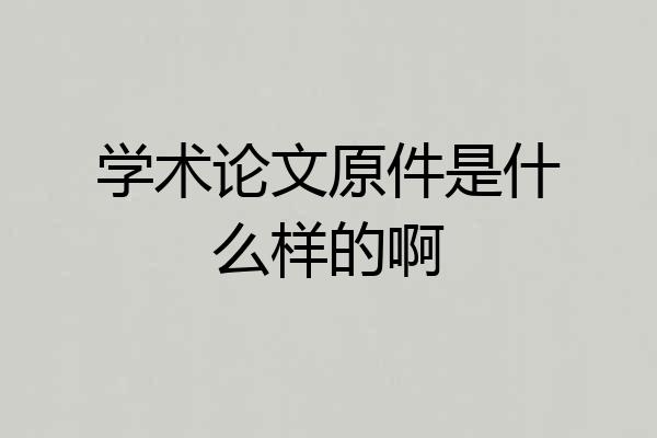 学术论文原件是什么样的啊