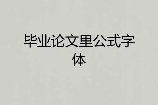 毕业论文里公式字体