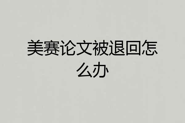 美赛论文被退回怎么办