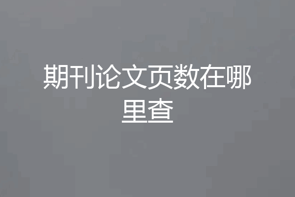 期刊论文页数在哪里查