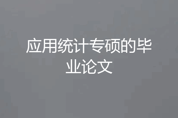 应用统计专硕的毕业论文