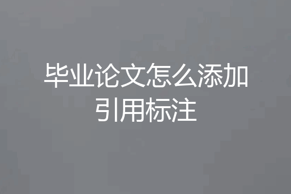 毕业论文怎么添加引用标注
