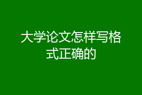 大学论文怎样写格式正确的