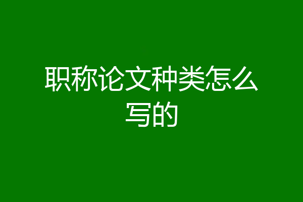 职称论文种类怎么写的