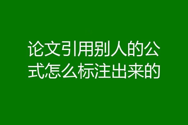 论文引用别人的公式怎么标注出来的