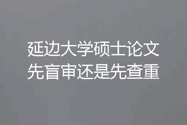 延边大学硕士论文先盲审还是先查重