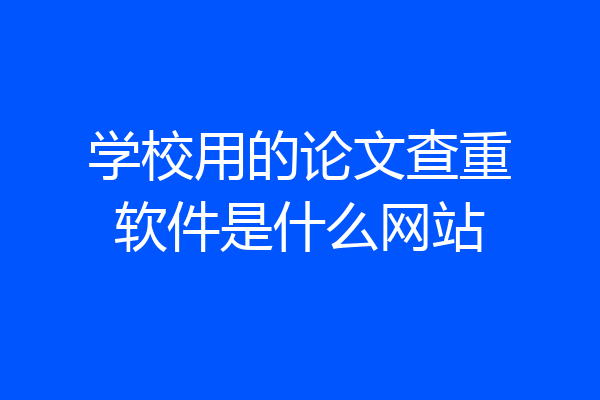 学校用的论文查重软件是什么网站