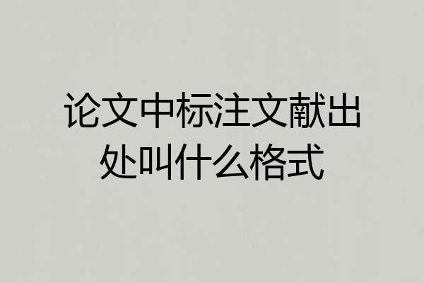 论文中标注文献出处叫什么格式
