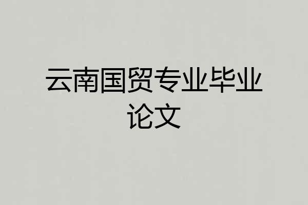 云南国贸专业毕业论文