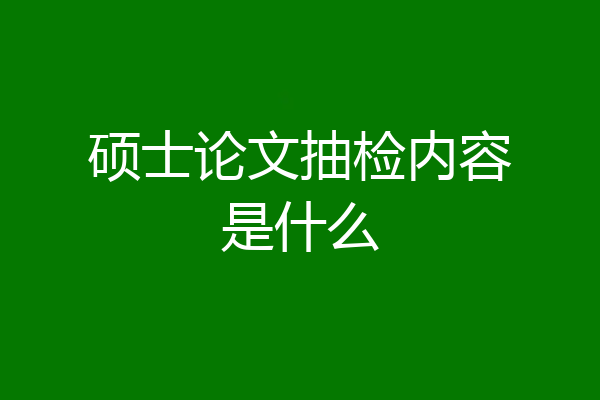 硕士论文抽检内容是什么