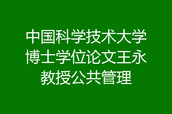 中国科学技术大学博士学位论文王永教授公共管理