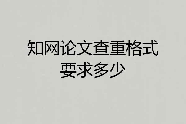 知网论文查重格式要求多少
