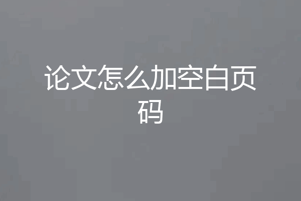 论文怎么加空白页码