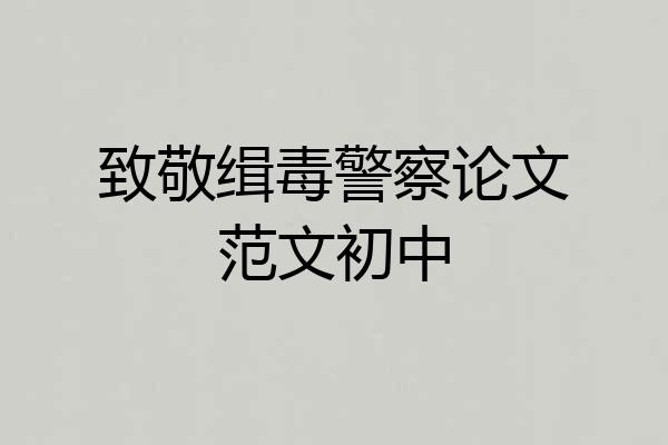 致敬缉毒警察论文范文初中