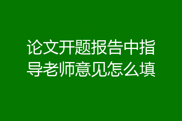 论文开题报告中指导老师意见怎么填