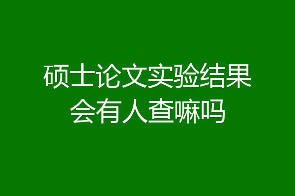 硕士论文实验结果会有人查嘛吗