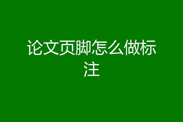 论文页脚怎么做标注