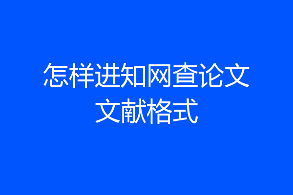 怎样进知网查论文文献格式