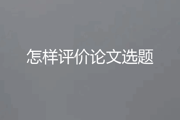 怎样评价论文选题