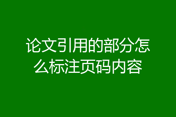 论文引用的部分怎么标注页码内容