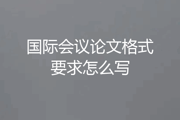 国际会议论文格式要求怎么写