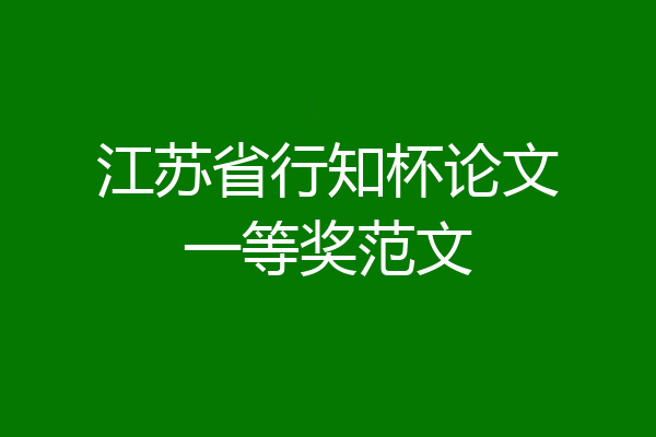 江苏省行知杯论文一等奖范文