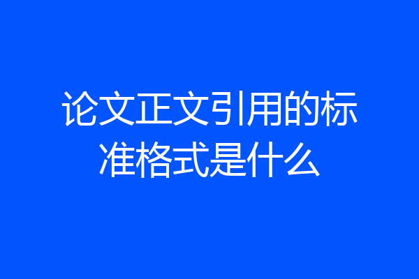 论文正文引用的标准格式是什么