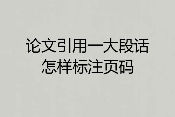 论文引用一大段话怎样标注页码