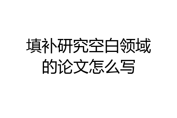 填补研究空白领域的论文怎么写