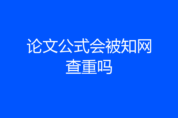 论文公式会被知网查重吗