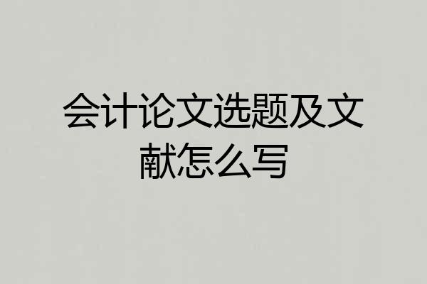 会计论文选题及文献怎么写