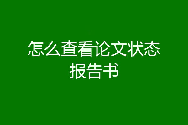 怎么查看论文状态报告书