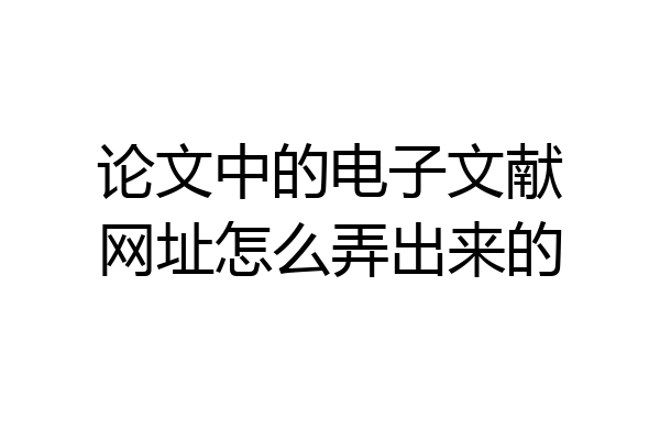 论文中的电子文献网址怎么弄出来的