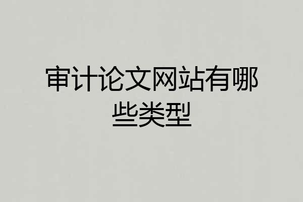 审计论文网站有哪些类型