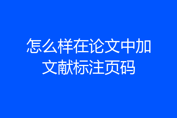 怎么样在论文中加文献标注页码