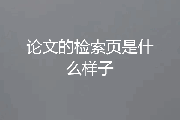论文的检索页是什么样子