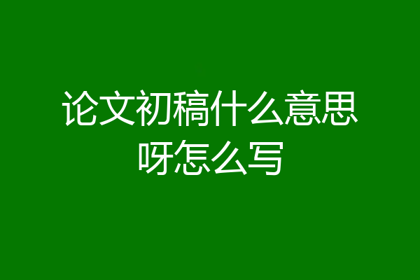 论文初稿什么意思呀怎么写