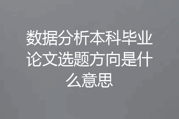 数据分析本科毕业论文选题方向是什么意思