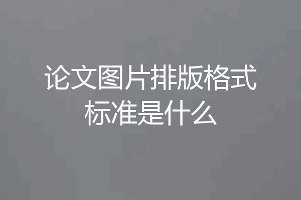 论文图片排版格式标准是什么