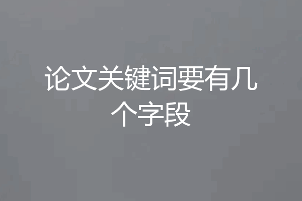 论文关键词要有几个字段