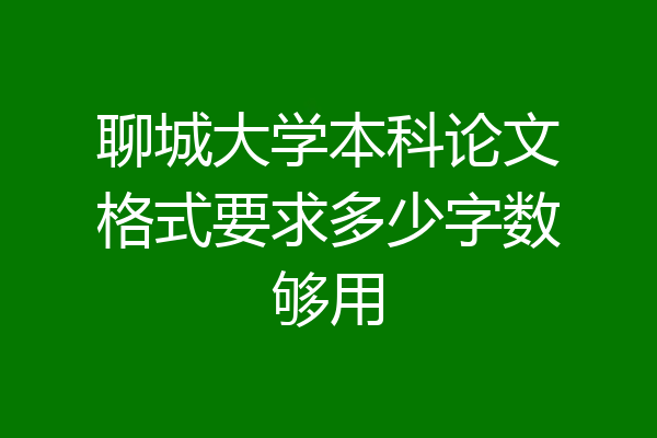 聊城大学本科论文格式要求多少字数够用