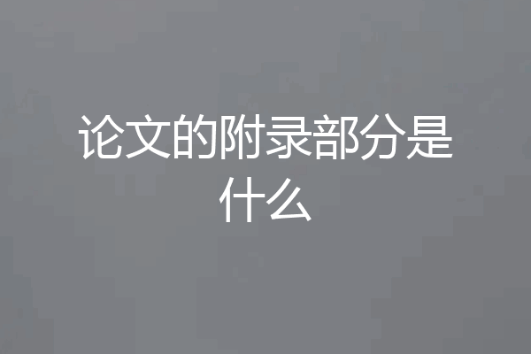 论文的附录部分是什么