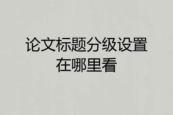 论文标题分级设置在哪里看