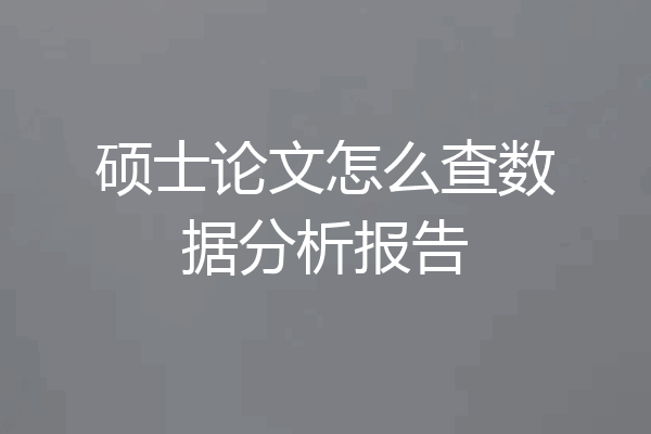 硕士论文怎么查数据分析报告