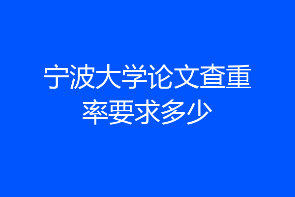 宁波大学论文查重率要求多少