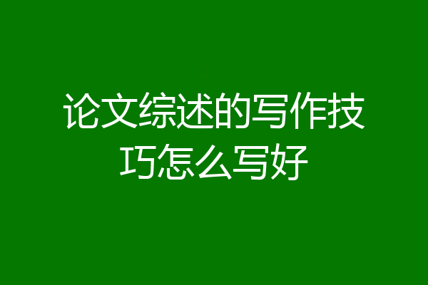论文综述的写作技巧怎么写好