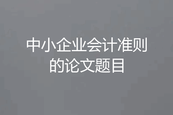 中小企业会计准则的论文题目