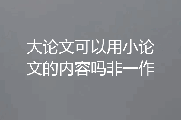 大论文可以用小论文的内容吗非一作