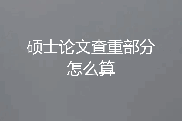 硕士论文查重部分怎么算